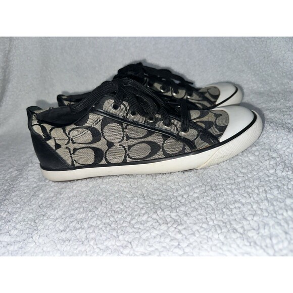 Coach Barrett Signature Logo Women's Sneakers Size 8.5b Black Gray Low Top - Picture 2 of 9